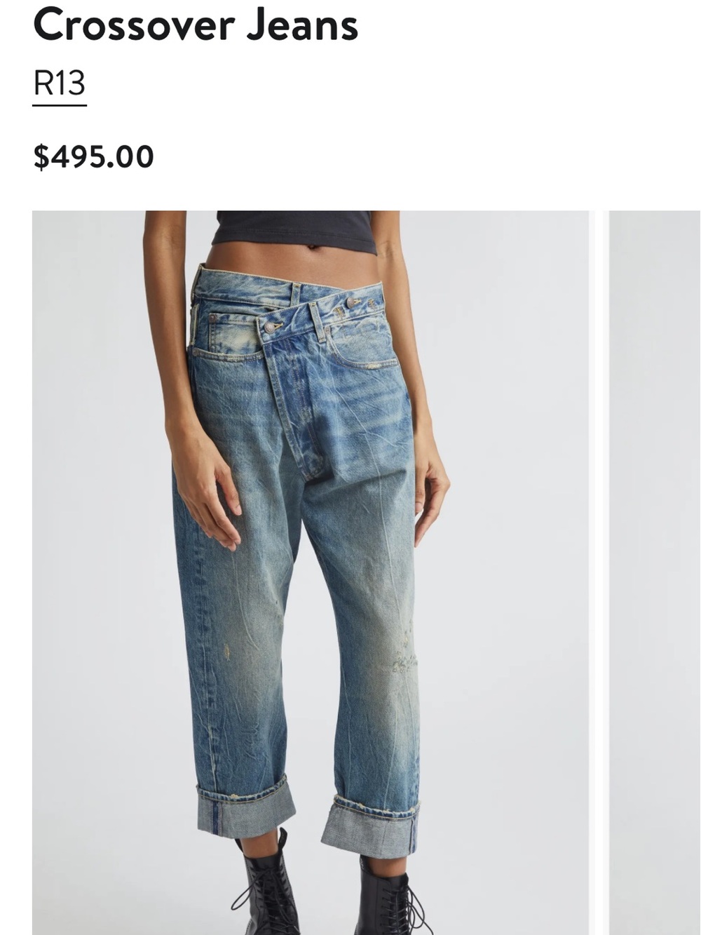 R13 Crossover Jeans in Kelly Wash Size 24